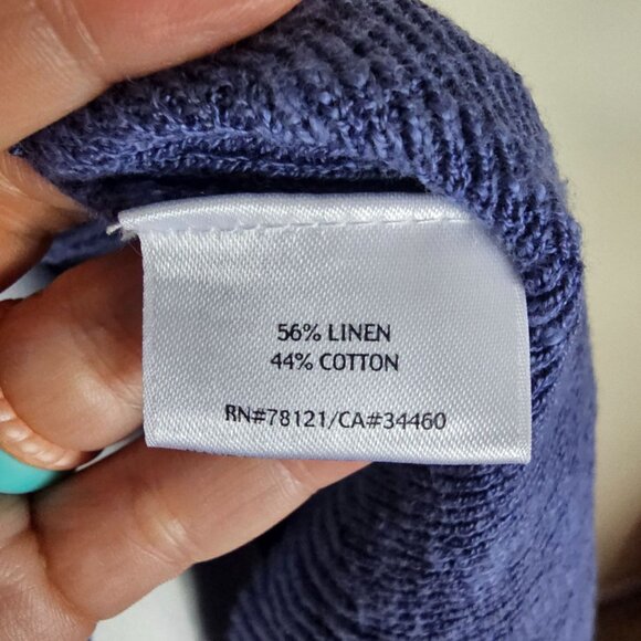 Eileen Fisher Open Cardigan Sz PL Cerulean Blue Lightweight Ribbed Linen/Cotton - Picture 6 of 7